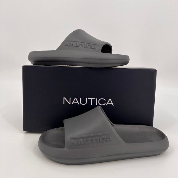 Nautica Dacio Slide Sandal Size 10M Grey Open Toe Slip-On Casual Pool Shoe - Picture 1 of 8